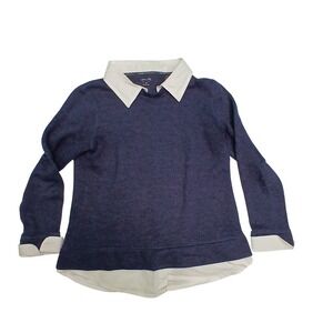 Calvin Klein Mens Performance Navy‎ Blue White Collared Pullover Shirt Size M